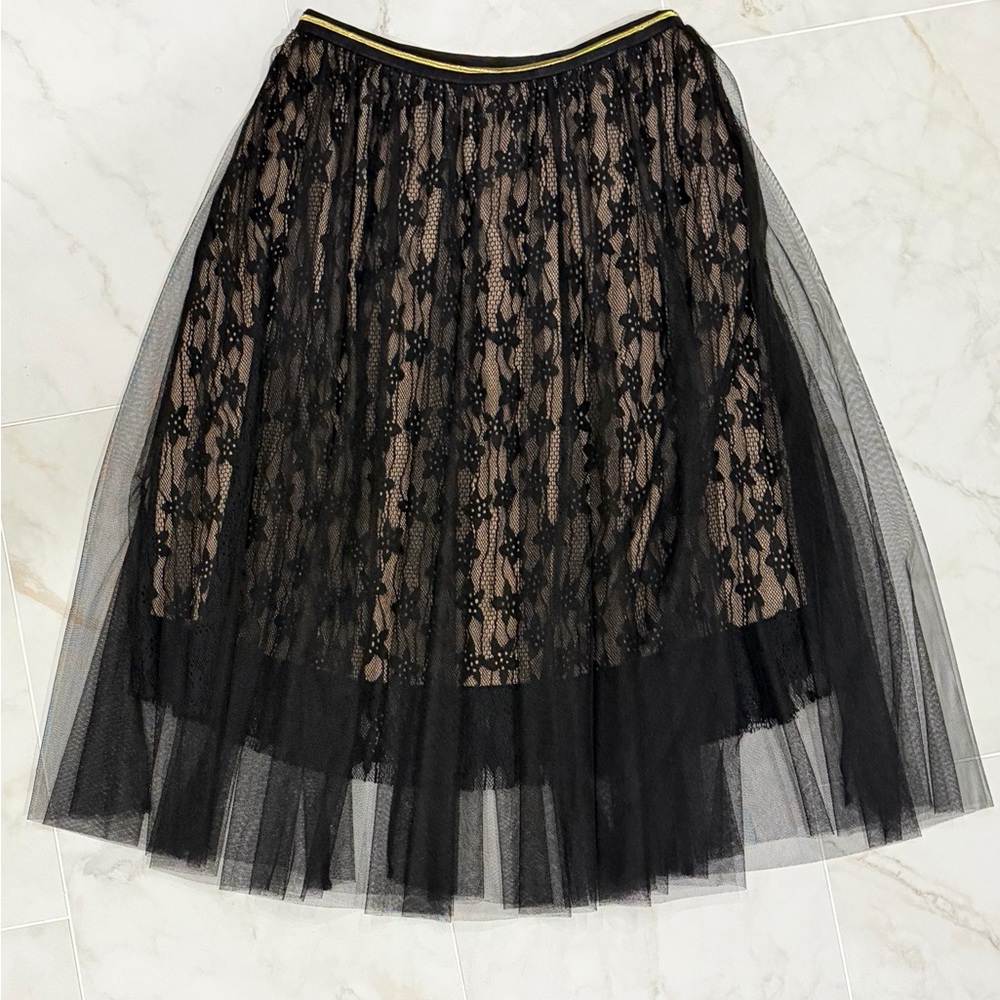 Haute Monde Black Lace A-Line Skirt